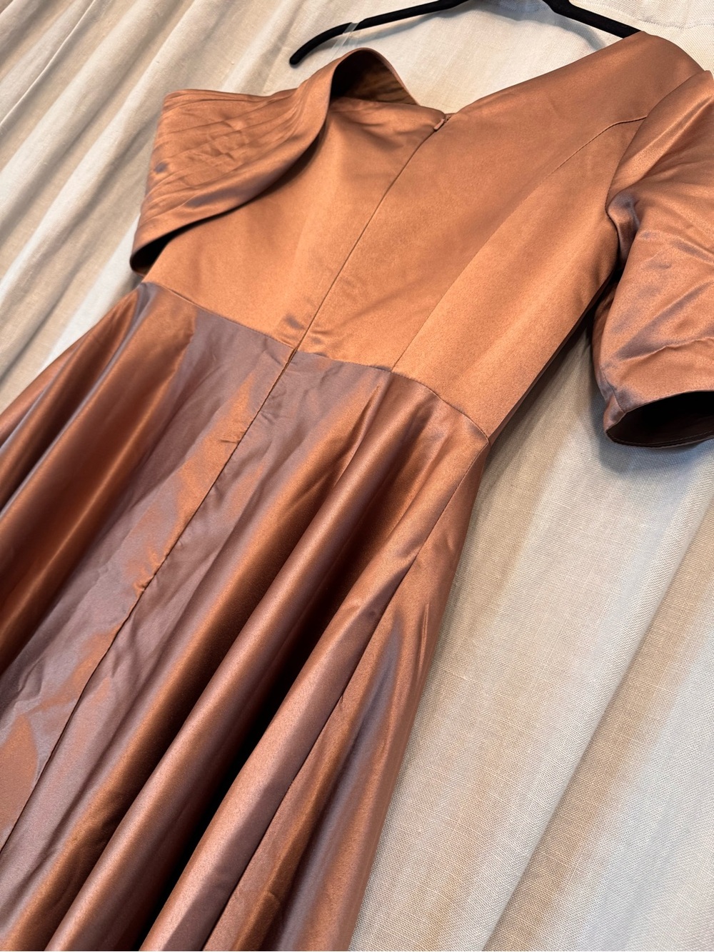 NEW Xuzey Brown Satin One Shoulder Formal Wedding Guest Midi Dress - Size 8 - Picture 4 of 8